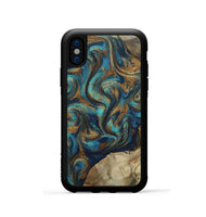 iPhone Xs Wood Phone Case - Rodolfo (Teal & Gold, 800693)