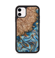 iPhone 11 Wood Phone Case - Arnold (Teal & Gold, 800694)