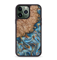iPhone 13 Pro Max Wood Phone Case - Arnold (Teal & Gold, 800694)