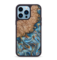 iPhone 14 Pro Max Wood Phone Case - Arnold (Teal & Gold, 800694)