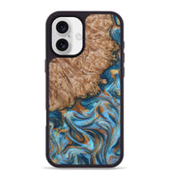 iPhone 16 Plus Wood Phone Case - Arnold (Teal & Gold, 800694)