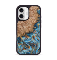 iPhone 17 Wood Phone Case - Arnold (Teal & Gold, 800694)