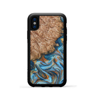 iPhone Xs Wood Phone Case - Arnold (Teal & Gold, 800694)