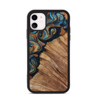 iPhone 11 Wood Phone Case - Levar (Teal & Gold, 800695)