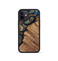 iPhone 12 mini Wood Phone Case - Levar (Teal & Gold, 800695)