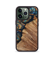 iPhone 13 Pro Wood Phone Case - Levar (Teal & Gold, 800695)