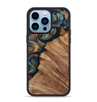 iPhone 14 Pro Max Wood Phone Case - Levar (Teal & Gold, 800695)