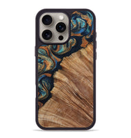iPhone 16 Pro Max Wood Phone Case - Levar (Teal & Gold, 800695)