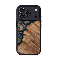 iPhone 17 Pro Wood Phone Case - Levar (Teal & Gold, 800695)