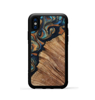 iPhone Xs Wood Phone Case - Levar (Teal & Gold, 800695)
