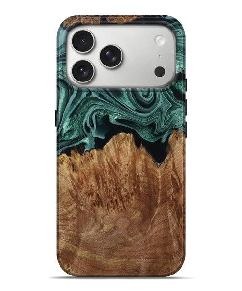 iPhone 17 Pro Max Wood Live Edge Phone Case - Coleson (Green, 800697)