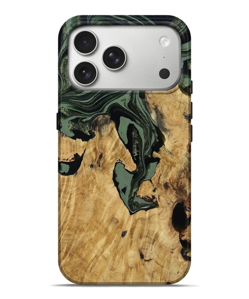 iPhone 17 Pro Max Wood Live Edge Phone Case - Warner (Green, 800700)