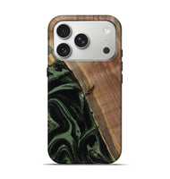 iPhone 17 Pro Wood Live Edge Phone Case - Josh (Green, 800716)