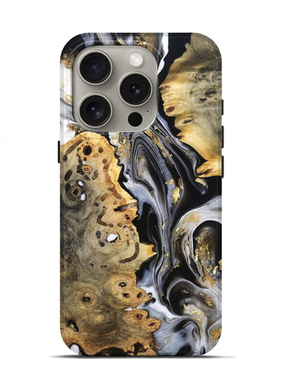 iPhone 16 Pro Wood Live Edge Phone Case - Merton (Black & White, 800719)