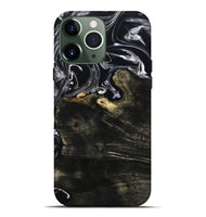 iPhone 13 Pro Max Wood Live Edge Phone Case - Jett (Black & White, 800726)