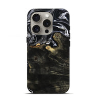 iPhone 16 Pro Wood Live Edge Phone Case - Jett (Black & White, 800726)