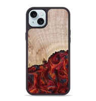iPhone 15 Plus Wood Phone Case - Mercy (Red, 800745)