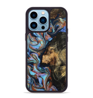 iPhone 14 Pro Max Wood Phone Case - Loula (Teal & Gold, 800762)