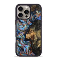 iPhone 16 Pro Max Wood Phone Case - Loula (Teal & Gold, 800762)