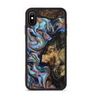 iPhone Xs Max Wood Phone Case - Loula (Teal & Gold, 800762)