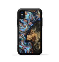 iPhone Xs Wood Phone Case - Loula (Teal & Gold, 800762)