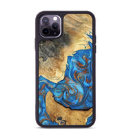 iPhone 11 Pro Max Wood Phone Case - Tasha (Teal & Gold, 800772)