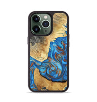 iPhone 13 Pro Wood Phone Case - Tasha (Teal & Gold, 800772)