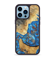 iPhone 14 Pro Max Wood Phone Case - Tasha (Teal & Gold, 800772)