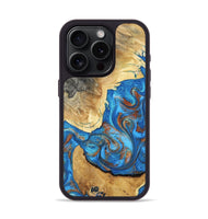 iPhone 15 Pro Wood Phone Case - Tasha (Teal & Gold, 800772)