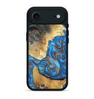 iPhone 17 Air Wood Phone Case - Tasha (Teal & Gold, 800772)
