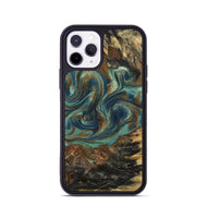 iPhone 11 Pro Wood Phone Case - Chelsie (Teal & Gold, 800773)