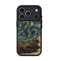 iPhone 17 Pro Wood Phone Case - Chelsie (Teal & Gold, 800773)