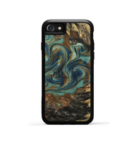 iPhone SE Wood Phone Case - Chelsie (Teal & Gold, 800773)