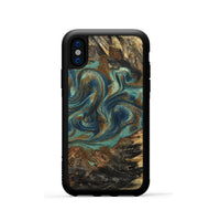iPhone Xs Wood Phone Case - Chelsie (Teal & Gold, 800773)