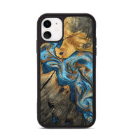 iPhone 11 Wood Phone Case - Sherlyn (Teal & Gold, 800774)