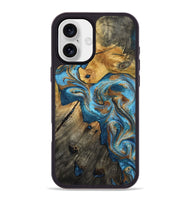 iPhone 16 Plus Wood Phone Case - Sherlyn (Teal & Gold, 800774)