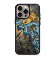 iPhone 16 Pro Max Wood Phone Case - Sherlyn (Teal & Gold, 800774)