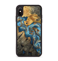 iPhone Xs Max Wood Phone Case - Sherlyn (Teal & Gold, 800774)