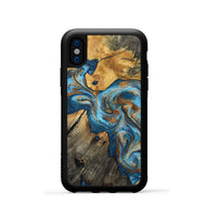 iPhone Xs Wood Phone Case - Sherlyn (Teal & Gold, 800774)