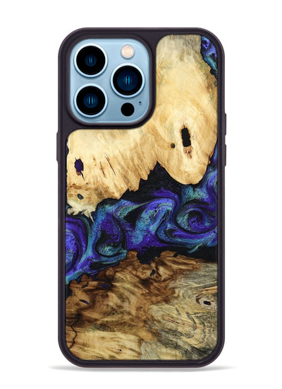 iPhone 14 Pro Max Wood Phone Case - West (Purple, 800775)