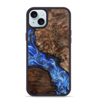 iPhone 15 Plus Wood Phone Case - Johnie (Blue, 800809)
