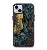 iPhone 15 Plus Wood Phone Case - Josette (Green, 800810)
