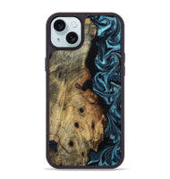 iPhone 15 Plus Wood Phone Case - Daryl (Blue, 800825)