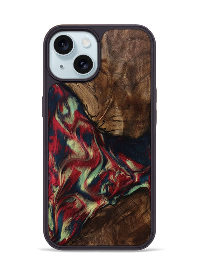 iPhone 15 Wood Phone Case - Madisyn (Red, 801001)