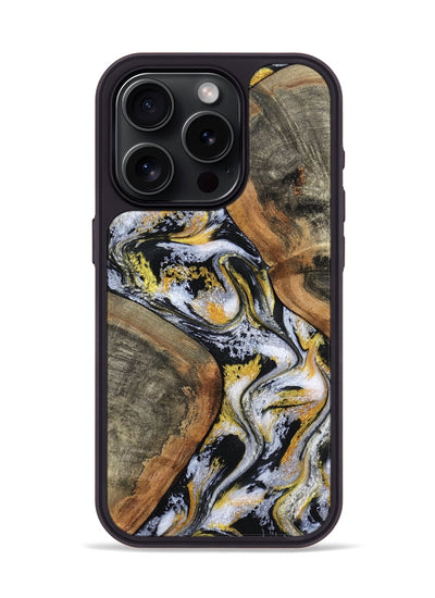 iPhone 15 Pro Wood Phone Case - Tamatha (Black & White, 801003)