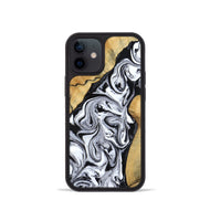 iPhone 12 mini Wood Phone Case - Sydnie (Black & White, 801004)