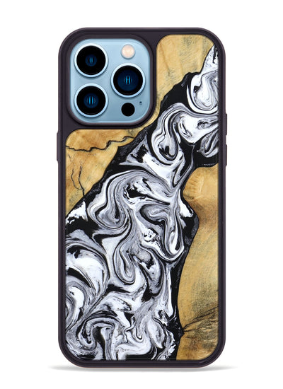 iPhone 14 Pro Max Wood Phone Case - Sydnie (Black & White, 801004)