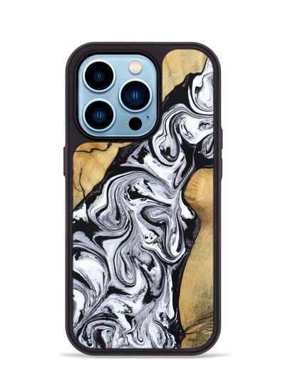 iPhone 14 Pro Wood Phone Case - Sydnie (Black & White, 801004)