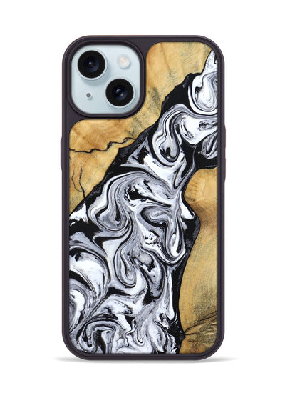 iPhone 15 Wood Phone Case - Sydnie (Black & White, 801004)