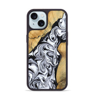 iPhone 15 Wood Phone Case - Sydnie (Black & White, 801004)
